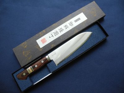 画像1: 三徳包丁　165mm　源利平　VG10本割込み　 (1)