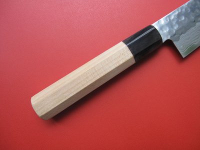 画像4: 三徳包丁　185mm　ダマスカス槌目　8角水牛柄　【送料無料】 (4)