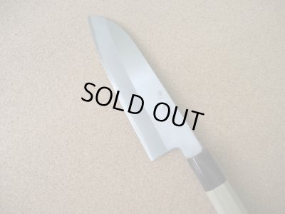 画像2: 和の三徳包丁６寸（源利平）安来白二鋼　三枚打ち　8角水牛柄【送料無料】 (2)